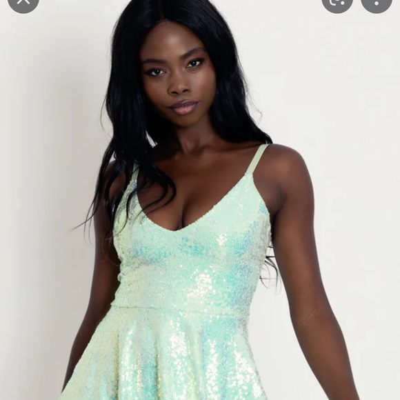 Blackmilk sparkle mint sequin mini strappy dress - Picture 2 of 5